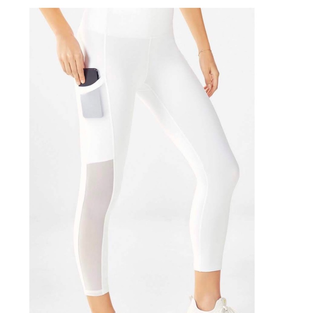 White Fabletics On-the-Go High-Waisted Capri